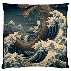 Sea Dragon Kanagawa Sea Monster Standard Premium Plush Fleece Cushion Case (two Sides)