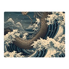 Sea Dragon Kanagawa Sea Monster Two Sides Premium Plush Fleece Blanket (mini)