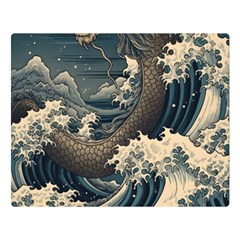 Sea Dragon Kanagawa Sea Monster Two Sides Premium Plush Fleece Blanket (large)