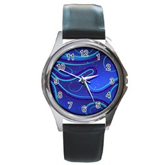 Spiral Shape Blue Abstract Round Metal Watch