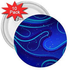 Spiral Shape Blue Abstract 3  Buttons (10 Pack) 