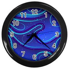 Spiral Shape Blue Abstract Wall Clock (black)