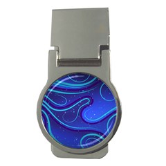 Spiral Shape Blue Abstract Money Clips (round) 