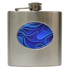 Spiral Shape Blue Abstract Hip Flask (6 Oz) by Jancukart