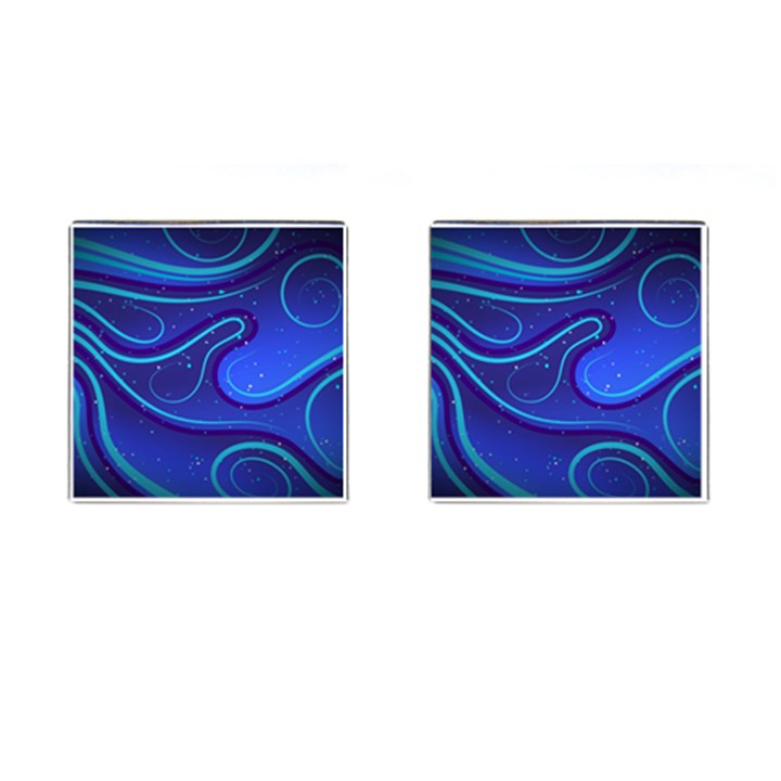 Spiral Shape Blue Abstract Cufflinks (Square)