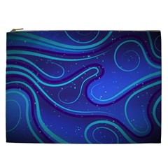 Spiral Shape Blue Abstract Cosmetic Bag (xxl) by Jancukart