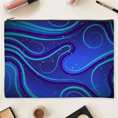 Spiral Shape Blue Abstract Cosmetic Bag (xxxl)