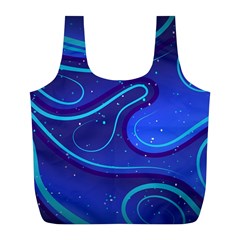 Spiral Shape Blue Abstract Full Print Recycle Bag (l) by Jancukart