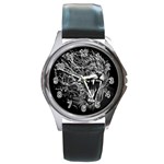 Lion Furious Abstract Desing Furious Round Metal Watch Front