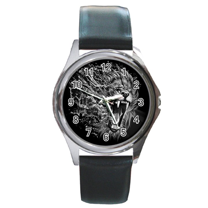 Lion Furious Abstract Desing Furious Round Metal Watch