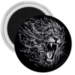 Lion Furious Abstract Desing Furious 3  Magnets Front