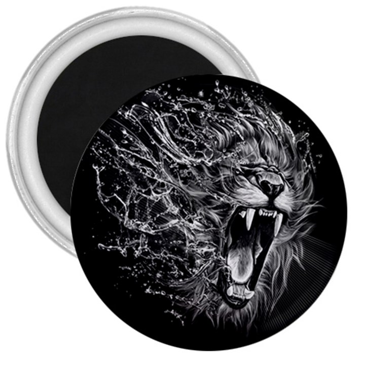 Lion Furious Abstract Desing Furious 3  Magnets