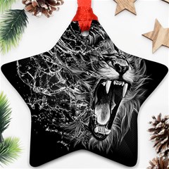 Lion Furious Abstract Desing Furious Ornament (star)