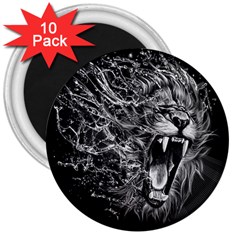 Lion Furious Abstract Desing Furious 3  Magnets (10 Pack)  by Jancukart