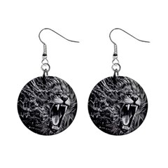 Lion Furious Abstract Desing Furious Mini Button Earrings by Jancukart