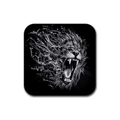 Lion Furious Abstract Desing Furious Rubber Coaster (square) by Jancukart