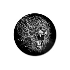 Lion Furious Abstract Desing Furious Magnet 3  (round)