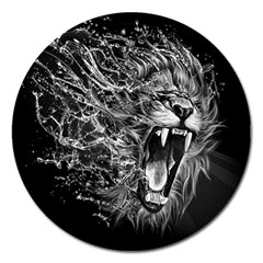 Lion Furious Abstract Desing Furious Magnet 5  (round) by Jancukart