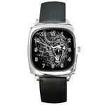 Lion Furious Abstract Desing Furious Square Metal Watch Front