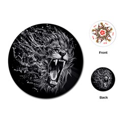 Lion Furious Abstract Desing Furious Playing Cards Single Design (round)