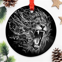 Lion Furious Abstract Desing Furious Round Ornament (two Sides) by Jancukart