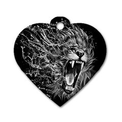 Lion Furious Abstract Desing Furious Dog Tag Heart (two Sides)