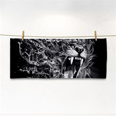 Lion Furious Abstract Desing Furious Hand Towel by Jancukart