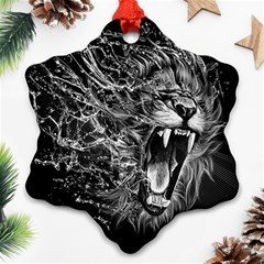 Lion Furious Abstract Desing Furious Snowflake Ornament (two Sides)