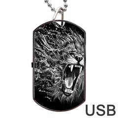 Lion Furious Abstract Desing Furious Dog Tag Usb Flash (two Sides) by Jancukart