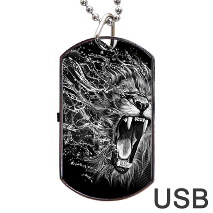 Lion Furious Abstract Desing Furious Dog Tag USB Flash (Two Sides)