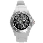 Lion Furious Abstract Desing Furious Round Plastic Sport Watch (L) Front