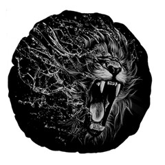 Lion Furious Abstract Desing Furious Large 18  Premium Round Cushions by Jancukart