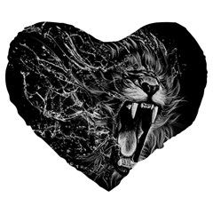 Lion Furious Abstract Desing Furious Large 19  Premium Heart Shape Cushions by Jancukart