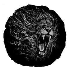 Lion Furious Abstract Desing Furious Large 18  Premium Flano Round Cushions by Jancukart