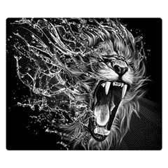 Lion Furious Abstract Desing Furious Two Sides Premium Plush Fleece Blanket (small)