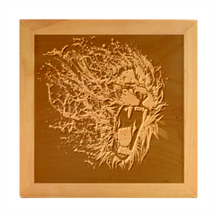 Lion Furious Abstract Desing Furious Wood Photo Frame Cube