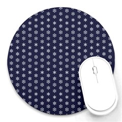 Snowflakes Abstract Snowflake Abstract Pattern Round Mousepad by Jancukart