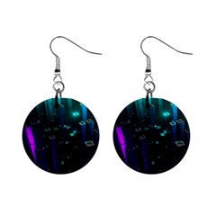 Abstract Building City 3d Mini Button Earrings