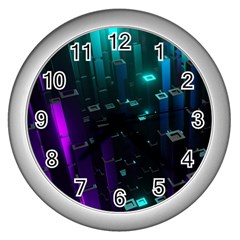 Abstract Building City 3d Wall Clock (silver)