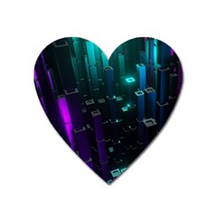 Abstract Building City 3d Heart Magnet