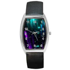 Abstract Building City 3d Barrel Style Metal Watch