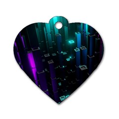 Abstract Building City 3d Dog Tag Heart (one Side)