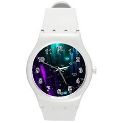 Abstract Building City 3d Round Plastic Sport Watch (m)