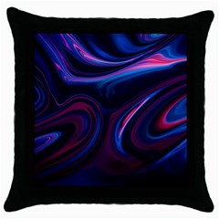 Purple Blue Swirl Abstract Throw Pillow Case (black) by Jancukart