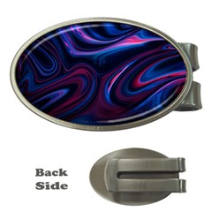 Purple Blue Swirl Abstract Money Clips (oval) 