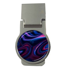 Purple Blue Swirl Abstract Money Clips (round) 