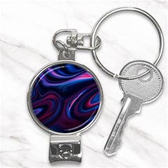 Purple Blue Swirl Abstract Nail Clippers Key Chain