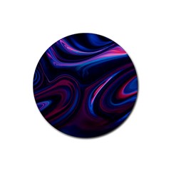 Purple Blue Swirl Abstract Rubber Coaster (round) by Jancukart