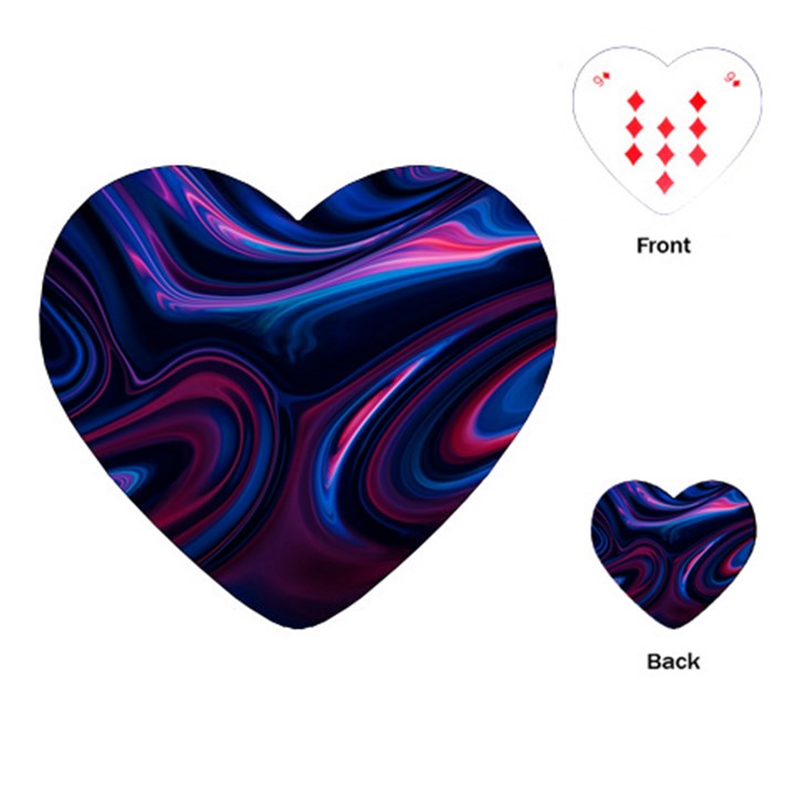 Purple Blue Swirl Abstract Playing Cards Single Design (Heart)