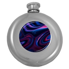 Purple Blue Swirl Abstract Round Hip Flask (5 Oz)